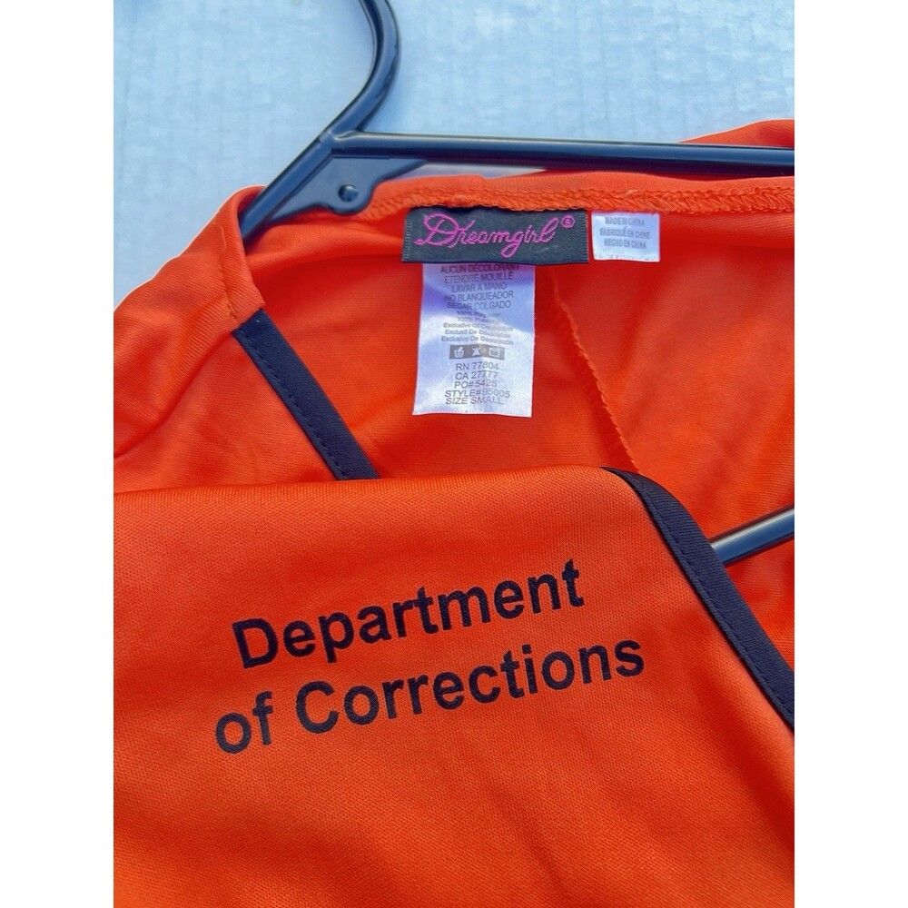 Dreamgirl Locked Up Prisoner Costume Womens Small Orange Convict Guilty Romper - Picture 7 of 9